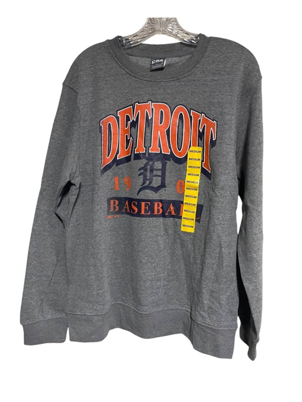 Detroit Tigers Baseball MLB Fleece Crewneck Sweatshirt Mens M Gray Official Gear